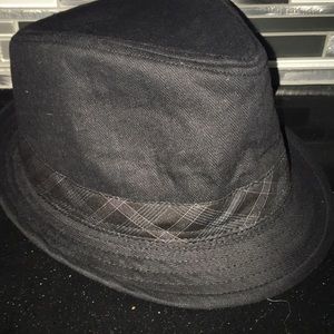 Vintage Stone Black Cotton Fadora Hat